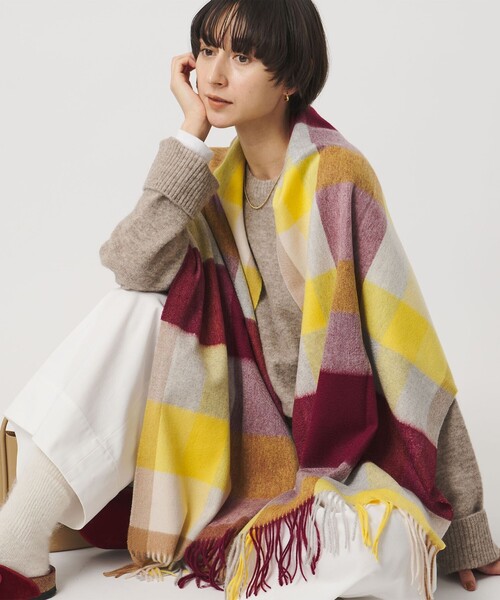 elegancese（エレガンセーゼ）の「【別注】＜elegancese＞カシミヤ チェック ストール（ストール/ショール・レディース・ケリーグリーン/イエロー/レッド・FREE）」の12枚目の写真