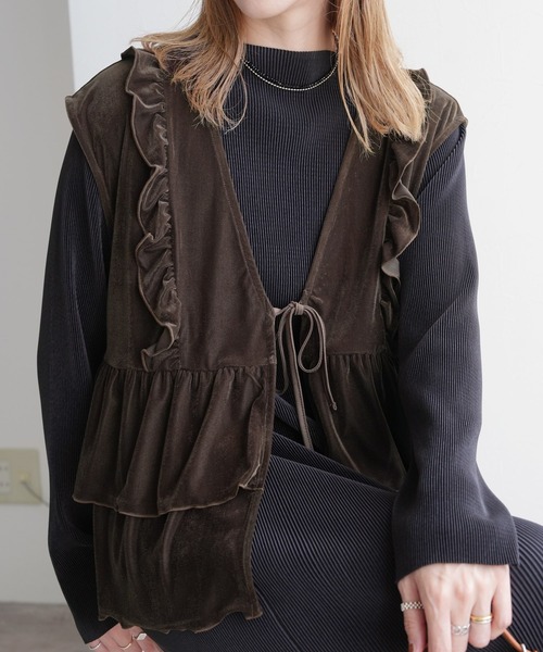 reca（レカ）の「ベロアフリルベスト（ベスト・レディース・ブラック/ブラウン・M）」の13枚目の写真