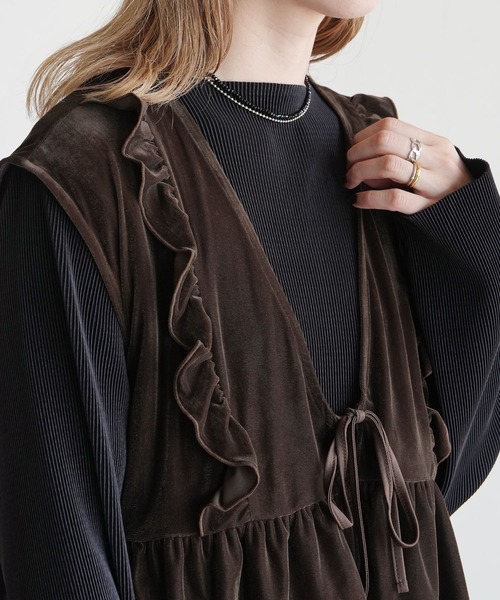 reca（レカ）の「ベロアフリルベスト（ベスト・レディース・ブラック/ブラウン・M）」の14枚目の写真