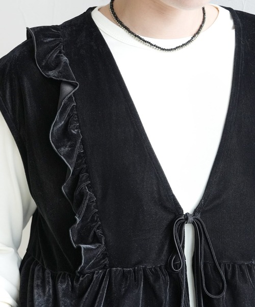 reca（レカ）の「ベロアフリルベスト（ベスト・レディース・ブラック/ブラウン・M）」の6枚目の写真