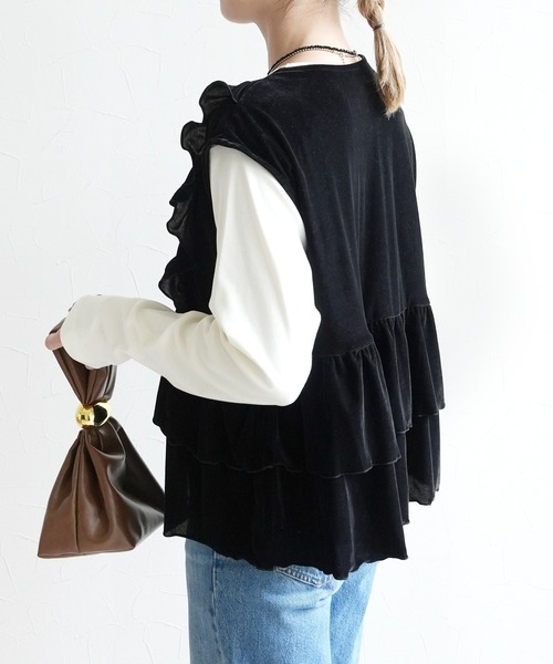 reca（レカ）の「ベロアフリルベスト（ベスト・レディース・ブラック/ブラウン・M）」の9枚目の写真