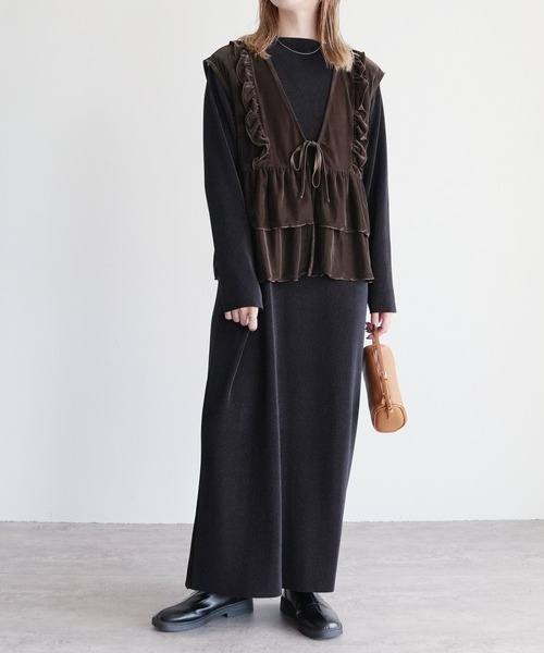 reca（レカ）の「ベロアフリルベスト（ベスト・レディース・ブラック/ブラウン・M）」の12枚目の写真