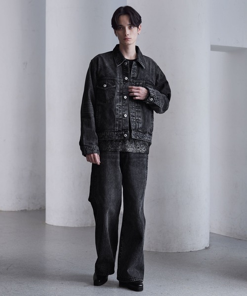 CLEL（クレイル）の「【CLEL】2nd. Design Trucker Denim Jacket / 2nd.デザイン トラッカーデニムジャケット【セットアップ対応】（デニムジャケット・メンズ・ブラック系/ブラック系1/ブルー/グレー・XS/S/M/L）」の18枚目の写真