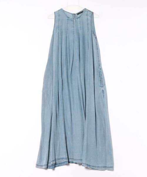 INTERPLANET（インタープラネット）の「パウダーシルクデニム風タックＺＩＰワンピース（ワンピース・レディース・サックスブルー/ブラック/インディゴブルー・FREE）」の8枚目の写真