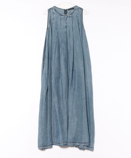 INTERPLANET（インタープラネット）の「パウダーシルクデニム風タックＺＩＰワンピース（ワンピース・レディース・サックスブルー/ブラック/インディゴブルー・FREE）」の9枚目の写真