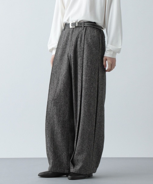 HARE(ハレ)の「【SETUP対応】ツイードワイドテーパードパンツ(HARE)(スラックス・メンズ・ブラウン/ブラック系その他/レッド・SMALL/MEDIUM)」の3枚目の写真