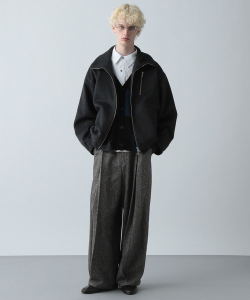 HARE(ハレ)の「【SETUP対応】ツイードワイドテーパードパンツ(HARE)(スラックス・メンズ・ブラウン/ブラック系その他/レッド・SMALL/MEDIUM)」の6枚目の写真