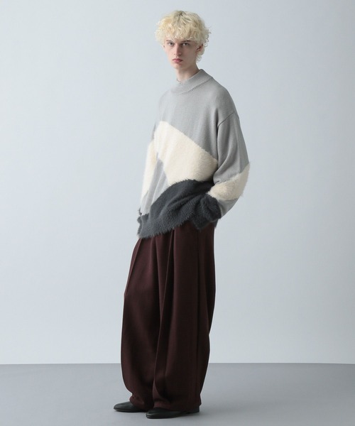 HARE(ハレ)の「【SETUP対応】ツイードワイドテーパードパンツ(HARE)(スラックス・メンズ・ブラウン/ブラック系その他/レッド・SMALL/MEDIUM)」の7枚目の写真