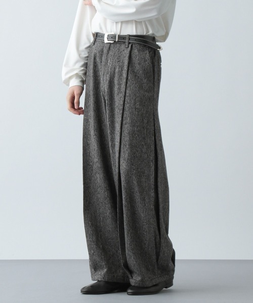 HARE(ハレ)の「【SETUP対応】ツイードワイドテーパードパンツ(HARE)(スラックス・メンズ・ブラウン/ブラック系その他/レッド・SMALL/MEDIUM)」の10枚目の写真