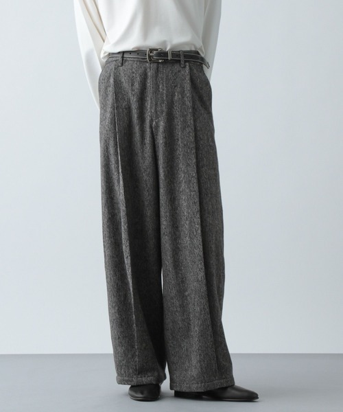 HARE(ハレ)の「【SETUP対応】ツイードワイドテーパードパンツ(HARE)(スラックス・メンズ・ブラウン/ブラック系その他/レッド・SMALL/MEDIUM)」の11枚目の写真