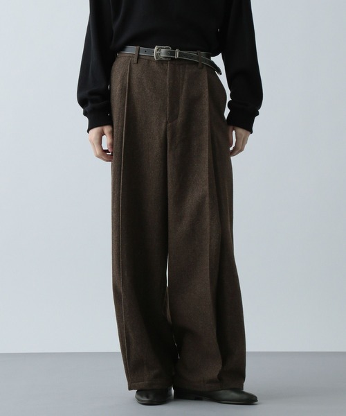 HARE(ハレ)の「【SETUP対応】ツイードワイドテーパードパンツ(HARE)(スラックス・メンズ・ブラウン/ブラック系その他/レッド・SMALL/MEDIUM)」の14枚目の写真