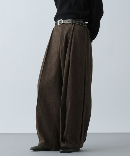 HARE(ハレ)の「【SETUP対応】ツイードワイドテーパードパンツ(HARE)(スラックス・メンズ・ブラウン/ブラック系その他/レッド・SMALL/MEDIUM)」の15枚目の写真
