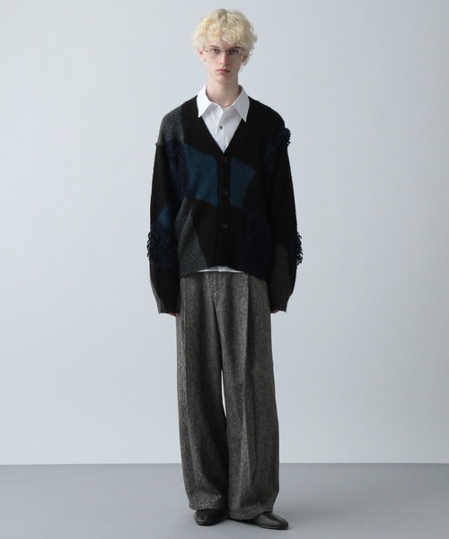 HARE(ハレ)の「【SETUP対応】ツイードワイドテーパードパンツ(HARE)(スラックス・メンズ・ブラウン/ブラック系その他/レッド・SMALL/MEDIUM)」の5枚目の写真