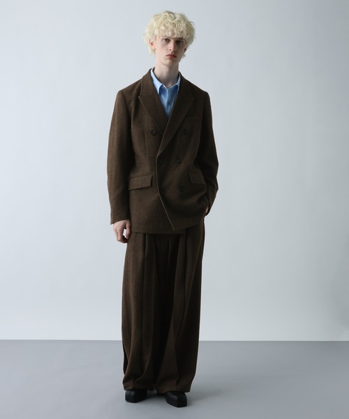 HARE(ハレ)の「【SETUP対応】ツイードワイドテーパードパンツ(HARE)(スラックス・メンズ・ブラウン/ブラック系その他/レッド・SMALL/MEDIUM)」の18枚目の写真