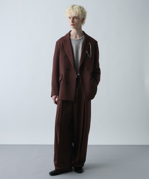 HARE(ハレ)の「【SETUP対応】ツイードワイドテーパードパンツ(HARE)(スラックス・メンズ・ブラウン/ブラック系その他/レッド・SMALL/MEDIUM)」の22枚目の写真