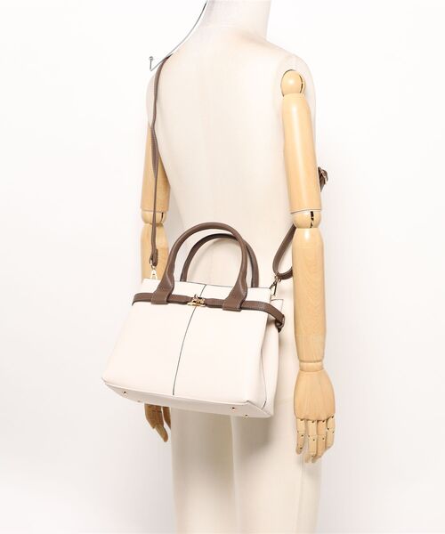 m.f.editorial（エムエフエディトリアル）の「【2WAY 鞄】m.f.エディトリアル レディース ベルトデザイン ハンドバッグ（ハンドバッグ・レディース・アイボリー/ブラック・FREE）」の6枚目の写真