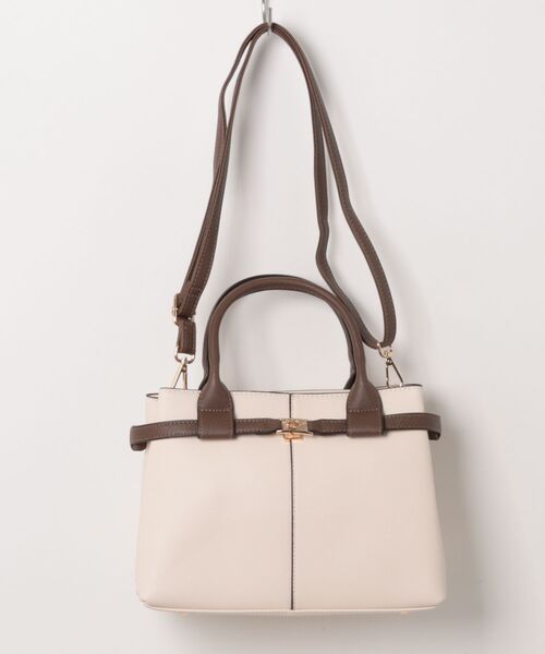 m.f.editorial（エムエフエディトリアル）の「【2WAY 鞄】m.f.エディトリアル レディース ベルトデザイン ハンドバッグ（ハンドバッグ・レディース・アイボリー/ブラック・FREE）」の7枚目の写真