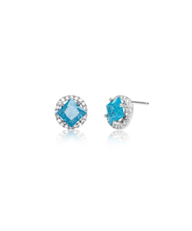 Flynn Square Cut Cubic Earrings - Emerald