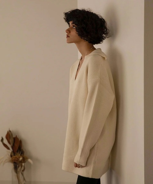 HINNA cottage（ヒナコテージ）の「3ウェイ刺繍ロングニット（タートルネック付き）（ニット/セーター・レディース・ブラウン/アイボリー・FREE）」の13枚目の写真