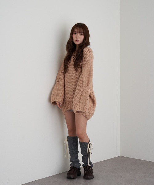 RAY CASSIN(レイカズン)の「リボン付レッグウォーマー(レッグウォーマー・レディース・アイボリー/グレー/ブラック・FREE)」の8枚目の写真