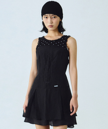 SHEER LAYERED STRAP DRESS_BLACK