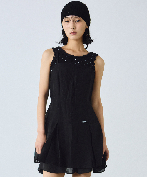 NICK&NICOLE(ニックアンドニコール)の「SHEER LAYERED STRAP DRESS_BLACK(ワンピース・レディース・その他・FREE)」の2枚目の写真