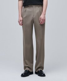 ウールブレンドワイドヒドゥンバンディングスラックス[ダスティベージュ]