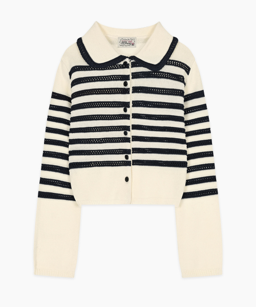 SINOON(シヌーン)の「Stripe Collar Cardigan (Ivory)(カーディガン/ボレロ・レディース・アイボリー・FREE)」の4枚目の写真