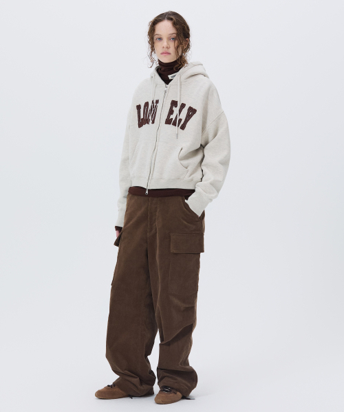 NOHANT（ノアン）の「LONELY/LOVELY CROP HOODIE ZIP-UP OATMEAL（パーカー・レディース・オートミール・SMALL/MEDIUM）」の2枚目の写真