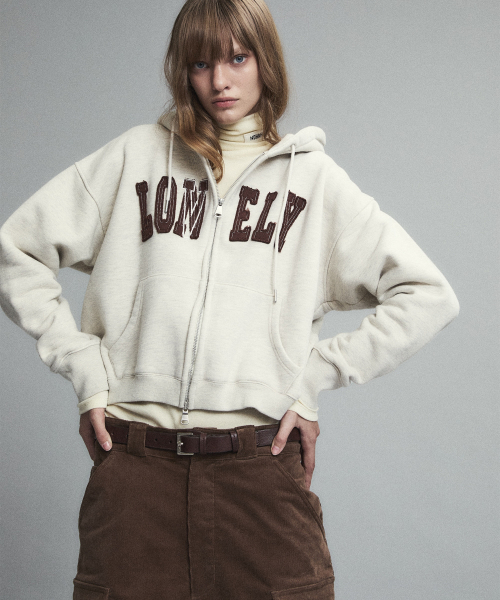 NOHANT（ノアン）の「LONELY/LOVELY CROP HOODIE ZIP-UP OATMEAL（パーカー・レディース・オートミール・SMALL/MEDIUM）」の8枚目の写真