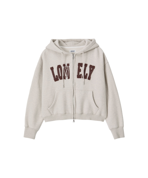 NOHANT（ノアン）の「LONELY/LOVELY CROP HOODIE ZIP-UP OATMEAL（パーカー・レディース・オートミール・SMALL/MEDIUM）」の9枚目の写真