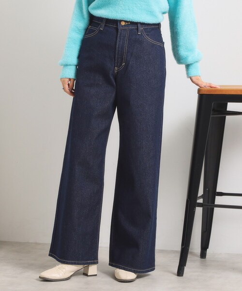 Lee(リー)の「Lee Babe ワイドジーンズ(デニムパンツ・レディース・ネイビー/サックスブルー・40/38)」の1枚目の写真