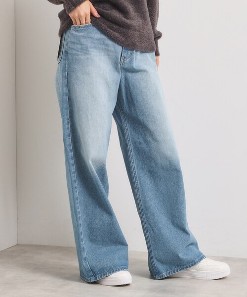 Lee(リー)の「Lee Babe ワイドジーンズ(デニムパンツ・レディース・ネイビー/サックスブルー・40/38)」の3枚目の写真
