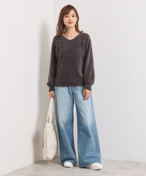 Lee(リー)の「Lee Babe ワイドジーンズ(デニムパンツ・レディース・ネイビー/サックスブルー・40/38)」の4枚目の写真