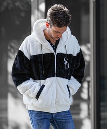 SOMEDIFF（サムディフ）の「【SOMEDIFF】ファーブルゾン メンズ パーカー アウター ファージャケット ホワイト ブラック 白 黒 サムディフ 春服 冬服（ブルゾン）」