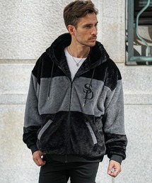 SOMEDIFF（サムディフ）の「【SOMEDIFF】ファーブルゾン メンズ パーカー アウター ファージャケット ホワイト ブラック 白 黒 サムディフ 秋服 冬服（ブルゾン）」