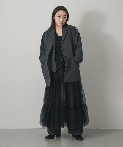 SENSE OF PLACE by URBAN RESEARCH(センスオブプレイスバイアーバンリサーチ)の「『2WAY仕様』レイヤードティアードチュールスカート(スカート・レディース・ブラック/アイボリー・ONE)」の2枚目の写真