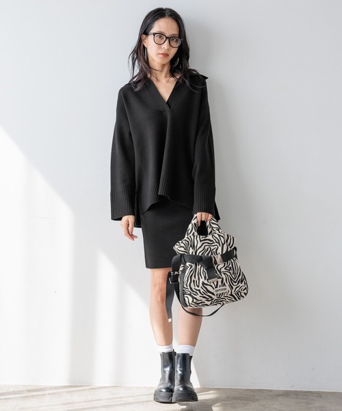 HEREIAM(ヘレイアム)の「【HEREIAM】やみつきになる肌触り/ファインタッチニットミニスカート(スカート・レディース・ブラック/ダークブラウン・FREE)」の6枚目の写真