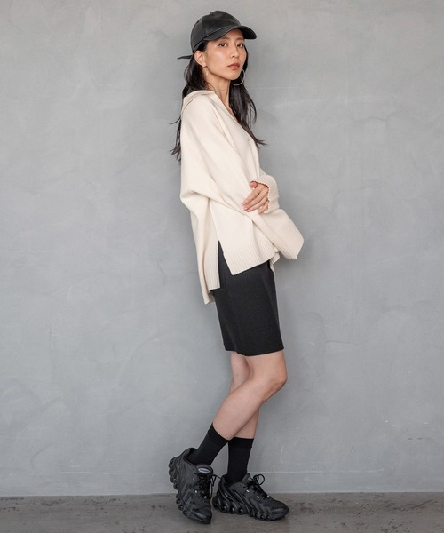 HEREIAM(ヘレイアム)の「【HEREIAM】やみつきになる肌触り/ファインタッチニットミニスカート(スカート・レディース・ブラック/ダークブラウン・FREE)」の8枚目の写真