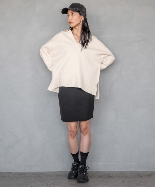 HEREIAM(ヘレイアム)の「【HEREIAM】やみつきになる肌触り/ファインタッチニットミニスカート(スカート・レディース・ブラック/ダークブラウン・FREE)」の9枚目の写真