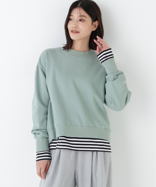 human woman(ヒューマンウーマン)の「◆【カスタム用ワッペン付き】モチーフワッペンカスタマイズ裏起毛スウェット(スウェット・レディース・ブラウン系その他/ライトグリーン/ホワイト系その他・MEDIUM)」の3枚目の写真