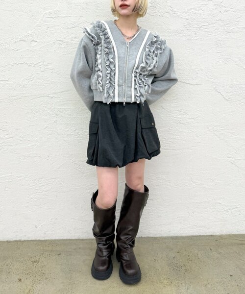 w closet（ダブルクローゼット）の「WZIPフリル起毛スウェット（パーカー・レディース・アイボリー/レッド/グレー/ネイビー・FREE）」の17枚目の写真