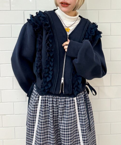 w closet（ダブルクローゼット）の「WZIPフリル起毛スウェット（パーカー・レディース・アイボリー/レッド/グレー/ネイビー・FREE）」の21枚目の写真