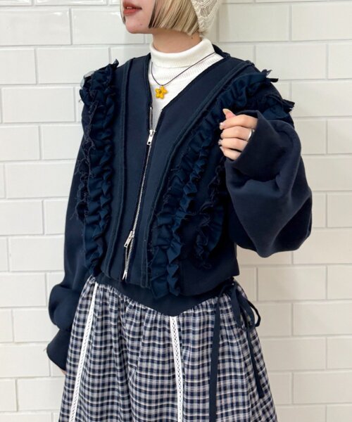 w closet（ダブルクローゼット）の「WZIPフリル起毛スウェット（パーカー・レディース・アイボリー/レッド/グレー/ネイビー・FREE）」の22枚目の写真