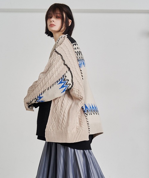 SeeSew(シーソー)の「【UNISEX】CRAFT KNIT CARDIGAN/クラフトニットカーディガン(カーディガン/ボレロ・メンズ・アイボリー・M/L)」の4枚目の写真