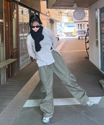 DOUBLE JD（ダブルジェイディー）の「サイセンツーピンタックカーゴストリングパンツ（カーキ）（その他パンツ）」