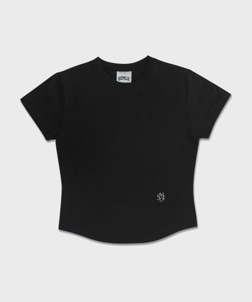 5OML(オーオーエムエル)の「ロゴ刺繍クロップTシャツ(4カラー)(Tシャツ/カットソー・レディース・ブラック/オートミール/ホワイト/ライトグレー・LARGE/MEDIUM)」の9枚目の写真