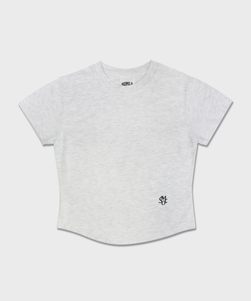 5OML(オーオーエムエル)の「ロゴ刺繍クロップTシャツ(4カラー)(Tシャツ/カットソー・レディース・ブラック/オートミール/ホワイト/ライトグレー・LARGE/MEDIUM)」の11枚目の写真