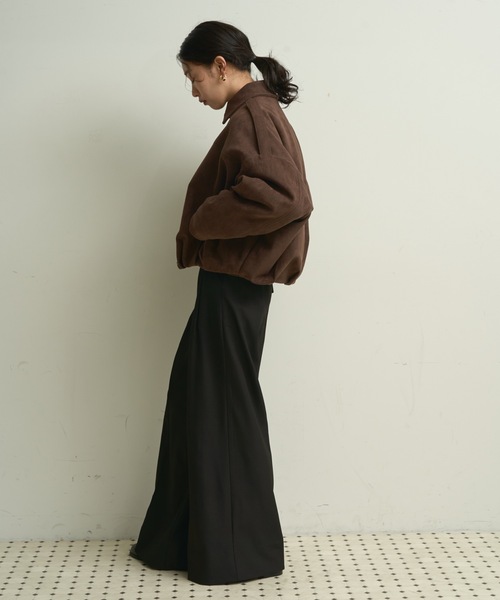 Lutim by u（ルチバイユー）の「Suede touch balloon silhouette jacket / スエードタッチバルーンシルエットジャケット（ブルゾン・レディース・ブラウン/ダークブラウン・FREE）」の4枚目の写真