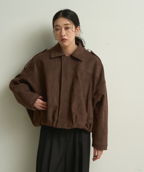 セール】Suede touch balloon silhouette jacket / スエードタッチ